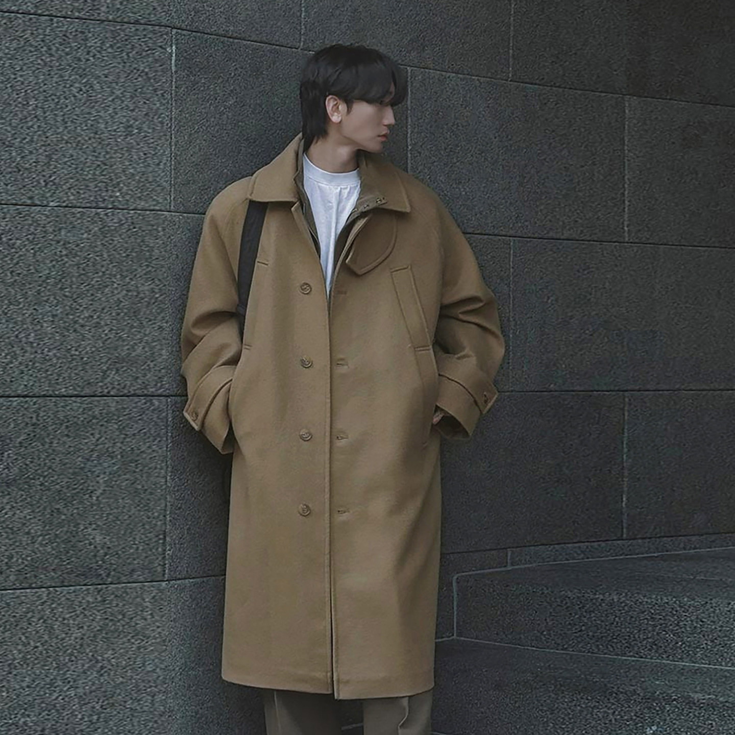 碧舍美拉德毛呢大衣男高级老钱风中长款加厚风衣韩版潮流质感外套