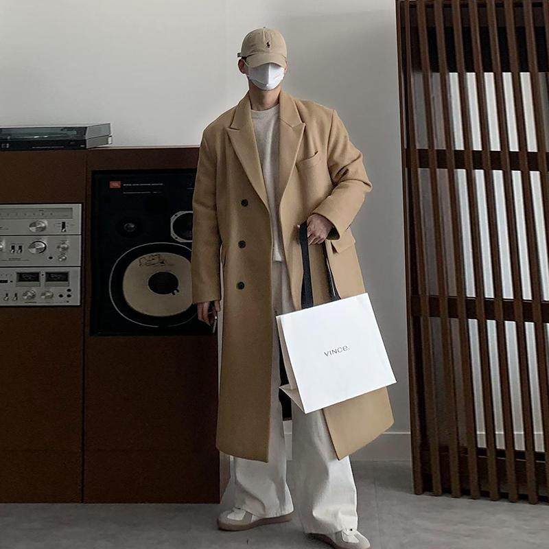 特惠韩版潮流男士毛呢大衣单排扣中长款休闲加厚保暖大衣ins质感,男装,毛呢大衣,淘宝优惠券,粉丝福利购,淘宝优惠卷