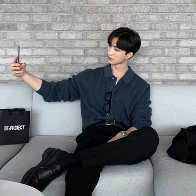 碧舍韩版新款翻领潮流毛衣百搭