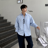 碧舍春夏新款 上衣男 衬衣质量很顶 轻薄衬衫 高档ins宽松简约长袖