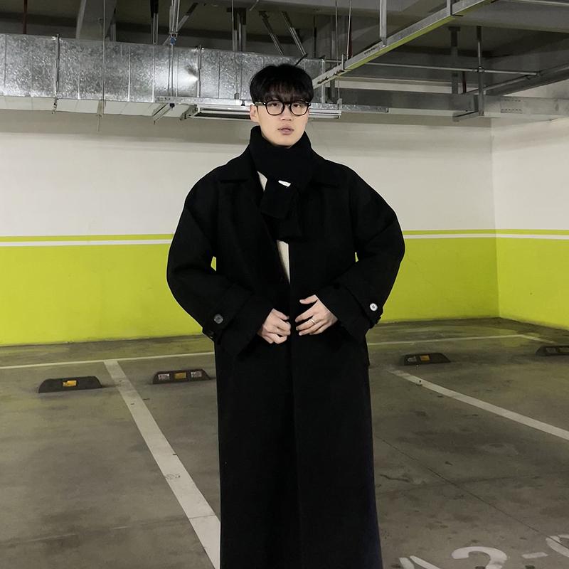 韩版宽松中长款毛呢大衣碧舍秋冬