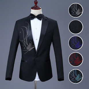 新款演出服男歌手舞台演出服西服套装婚礼主持人司仪合唱礼服