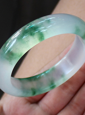 缅甸冰种飘花水沫玉手镯女款天然正品少女年轻款妈妈旺夫真玉镯子