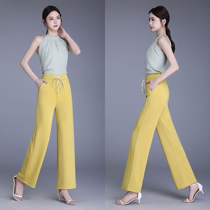 卡里卡6680女裤夏季薄2025新款窄版直筒高腰宽松时尚休闲运动长裤