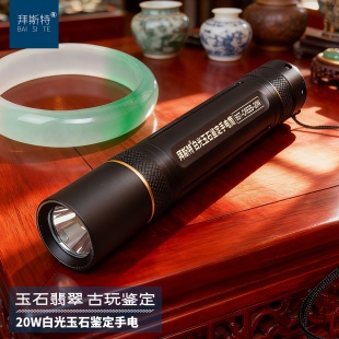 照玉石手电筒强光20W可充电白光灯鉴定专用珠宝文玩玉石翡翠玛瑙