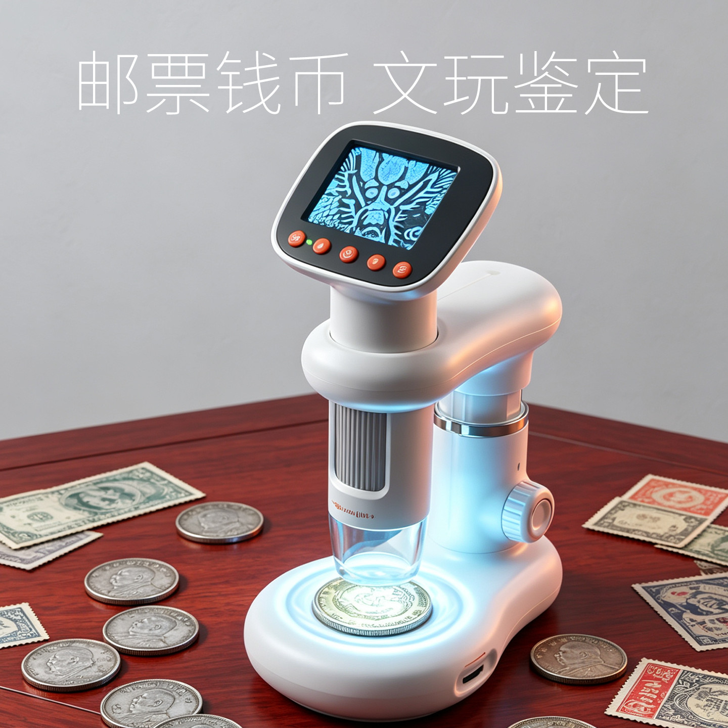拜斯特电子放大镜LED光源数码显示邮票钱币鉴定高清台式带屏幕