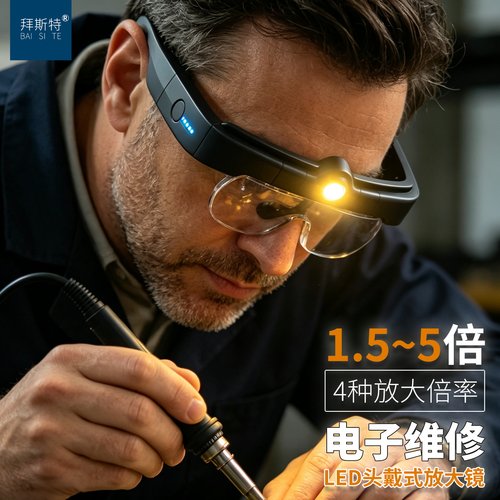 头戴眼镜式带灯充电放大镜