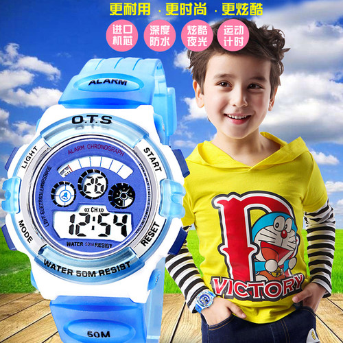 50米防水游泳儿童夜光电子表