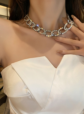 夸张满钻韩国短款脖子饰品颈带