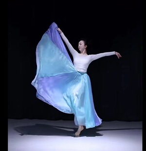 叠舞倾城 海与天舞蹈裙两面穿720-1080度 蓝绿渐变大摆裙舞台演出