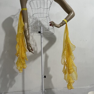 摩登舞飘袖飘逸手环国标舞手套表演比赛服装配饰手腕飘带一对