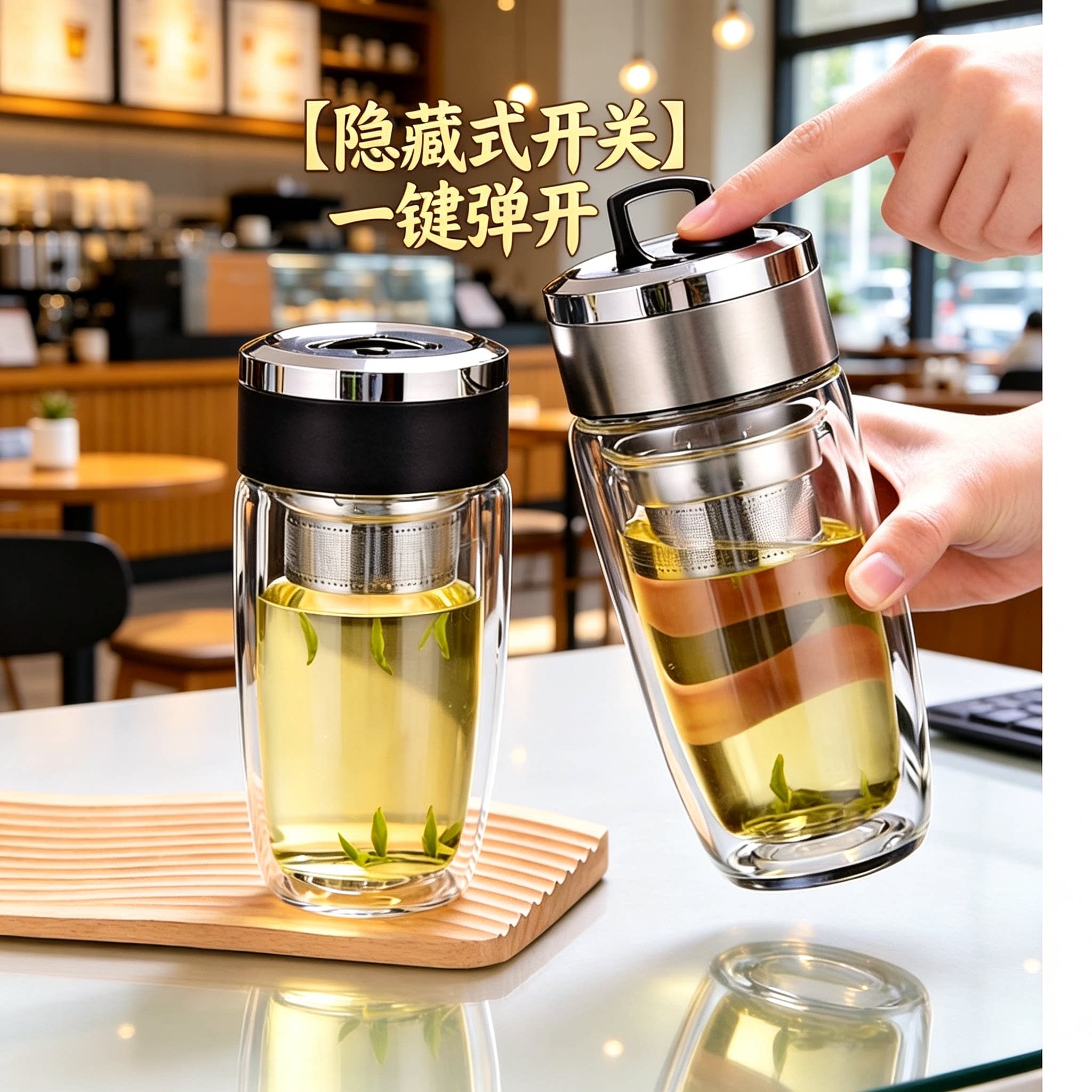 速开双层玻璃水杯高硼硅