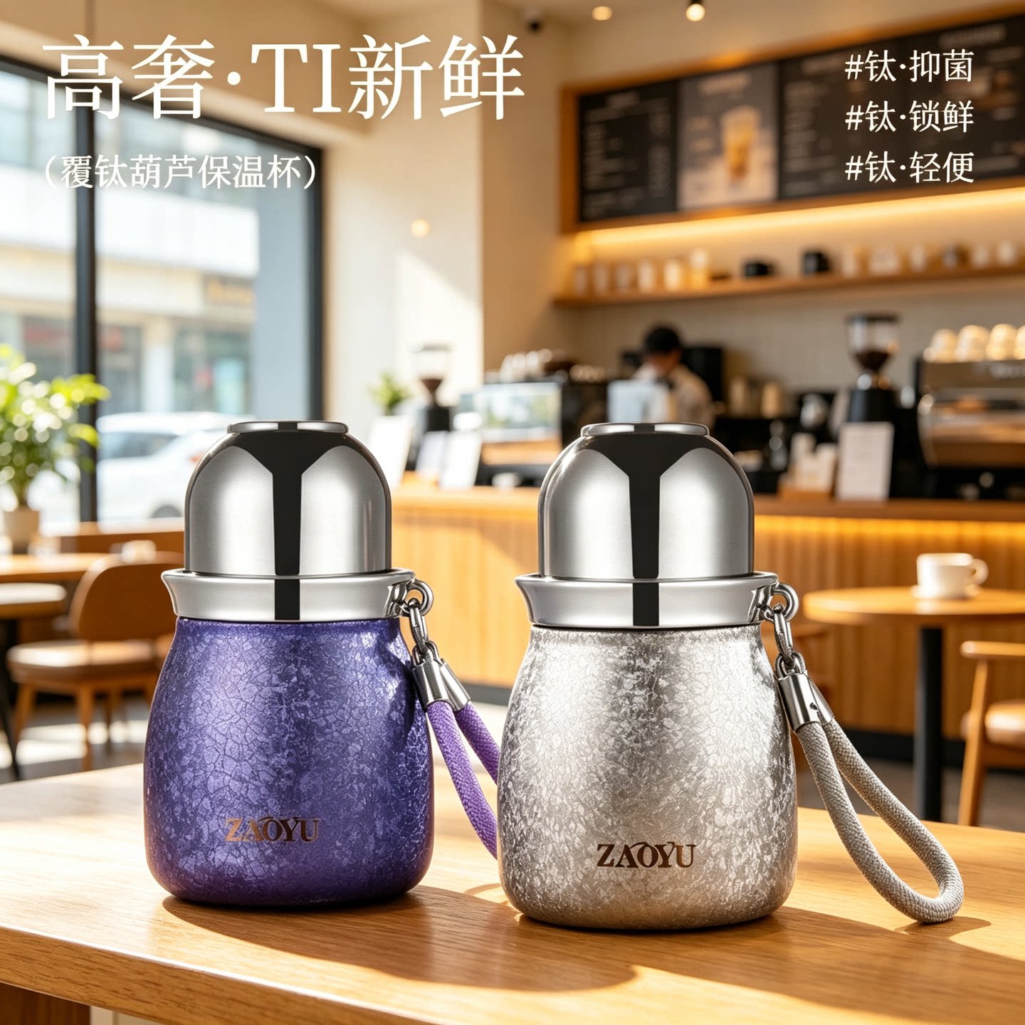 覆钛葫芦保温杯带提绳