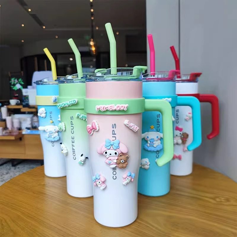 大容量保温杯高颜值渐变吸管杯