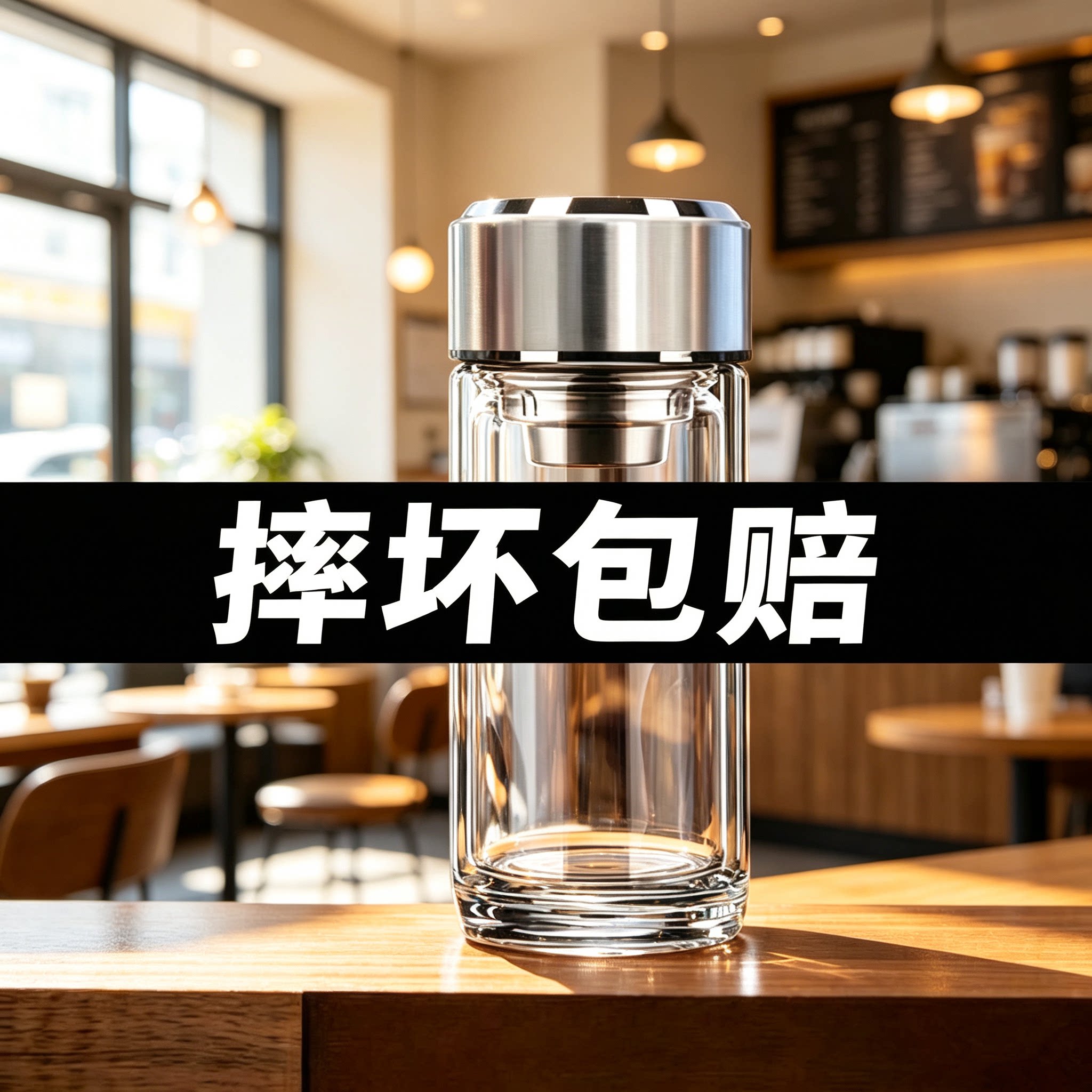 高颜值女生双层玻璃杯防烫防摔