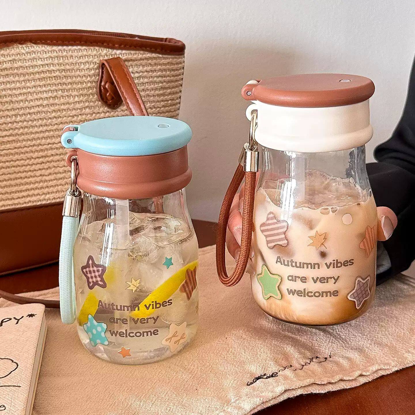 2026新款水杯高颜值女生双饮玻璃杯耐高温随行可爱学生杯子ins风