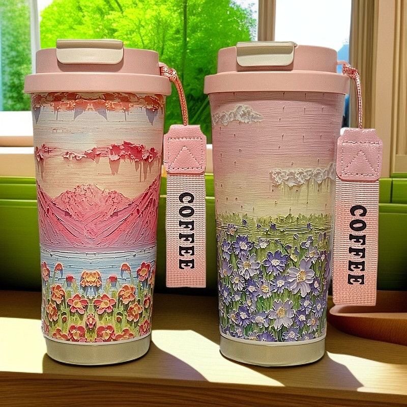 316不锈钢保温杯高颜值女INS风女士双饮口保温水杯2026新款杯子