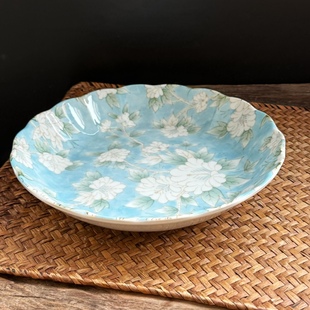 日本进口山茶花高级感盘子家用汤盘水果盘零食摆盘深菜盘大盘子