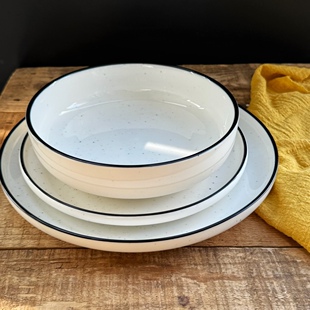 泼墨点点陶瓷盘子菜盘家用菜碟子深盘汤盘圆盘小盘大盘深盘简约