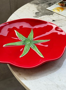 可爱陶瓷番茄餐具菜盘子菜盘红色果盆瓜子碟饺子盘经典造型不规则