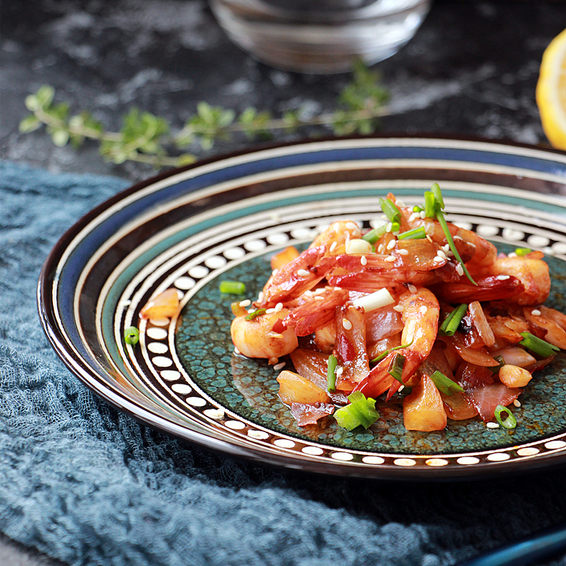 墨绿窑变北欧创意陶瓷菜盘家用