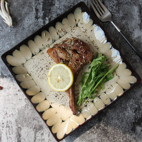 复古风手绘摆拍四方盘