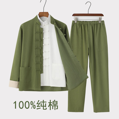 唐装长袖外套中青年春秋复古盘扣