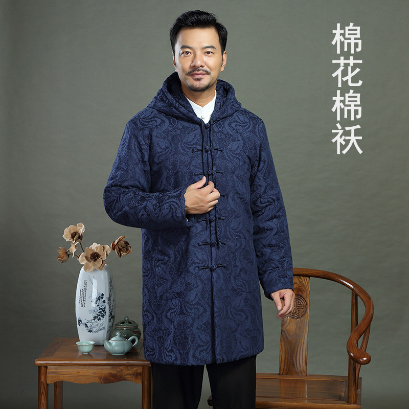 中长款连帽保暖棉袄中国风唐装