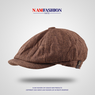 男士帽子春夏户外薄款透气画家帽报童帽贝雷帽英伦复古八角帽女