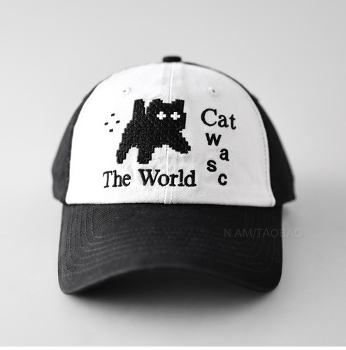 可爱小猫刺绣棒球帽男女款
