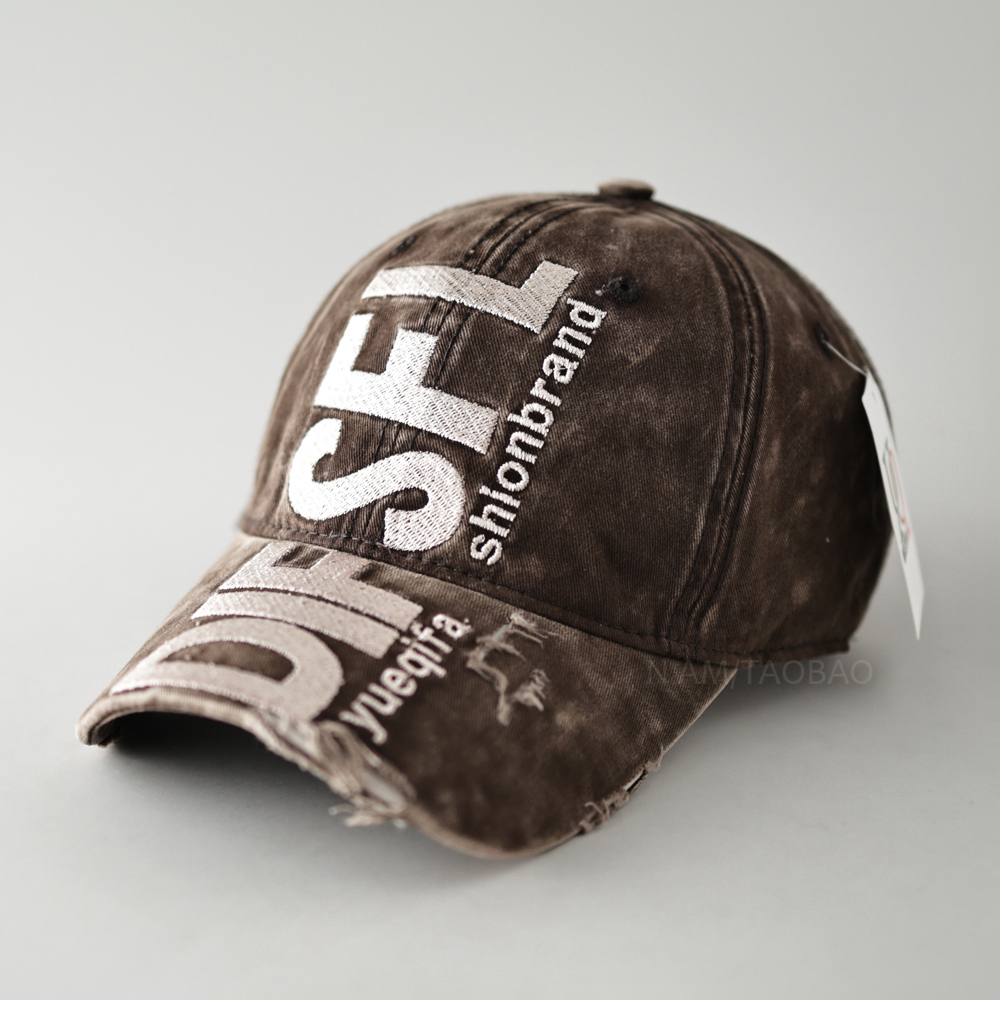 大字母刺绣磨檐棒球帽男女情侣款