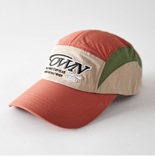 撞色字母刺绣速干弯檐棒球帽男女情侣款 户外运动透气轻薄遮阳帽