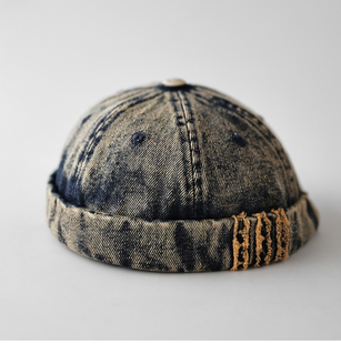 光板牛仔男女款 百搭 复古地主帽帽檐毛边瓜皮帽简约潮流休闲四季