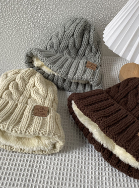 帽子男女冬天防寒加绒加厚保暖针织帽户外护耳骑行街头冷帽毛线帽