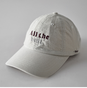 小众撞色字母刺绣软顶纯色棒球帽男女同款 简约休闲百搭遮阳鸭舌帽