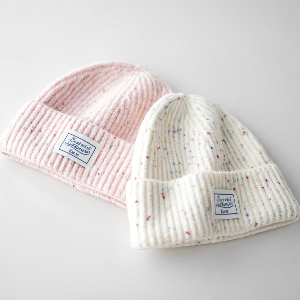 贴布彩色小点针织帽男女同款