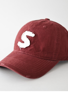 韩版新款简约贴布字母S标棒球帽男女款时尚潮流休闲百搭鸭舌帽子