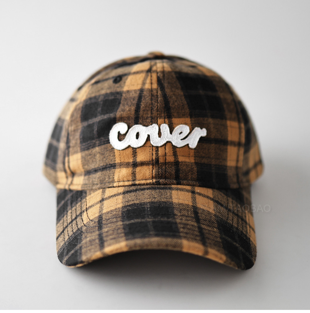 贴布字母格纹软顶棒球帽男女情侣款时尚休闲四季百搭遮阳鸭舌帽