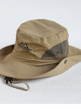 渔夫帽子男夏季速干薄款网透气遮阳防晒帽子户外丛林探险登山帽