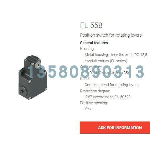 议价PIZZATO FL 558 Position switch for rotating levers