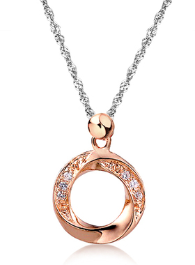 莫比乌斯环纯银项链女 韩版时尚锁骨短款吊坠银饰首饰品生日礼物