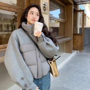 数据好【大量】韩系设计感毛呢拼接羽绒服T9923·P265控388图片