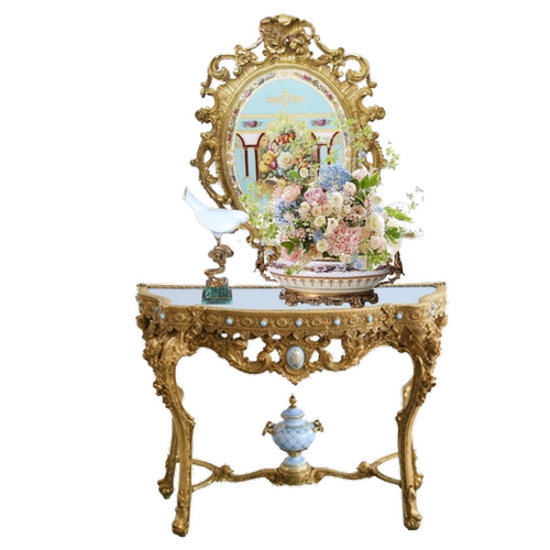 Европейский стиль полная бронзовая резьба роскошная керамическая позолоченная позолоченная синий французский дворец 1 метр мода входного зала мода