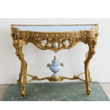 欧式全铜雕花奢华型陶瓷彩绘鎏金蓝色法式宫廷1米入户玄关台时尚