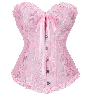 跨境亚马逊速卖通棉提花新娘宫廷塑身上衣束腰束身衣唯美性感20色