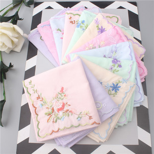 古风绣花纯棉女士手帕老式苏刺绣柔软全棉手绢女随身擦汗方巾薄布