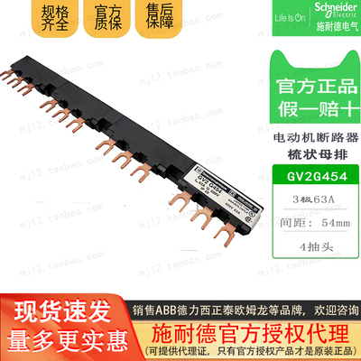 施耐德电动机断路器母排4抽头间距54mm GV2G454 GV2-G454母线端子