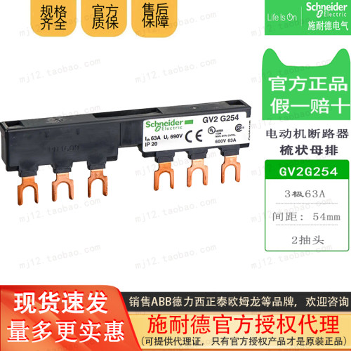 原装施耐德梳状母排3极63A母排2抽头间距54mm GV2G254 GV2-G254