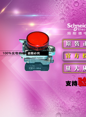 原装正品施耐德XB4BVM4 =ZB4BVM4+ZB4BV043带LED 230V红色指示灯