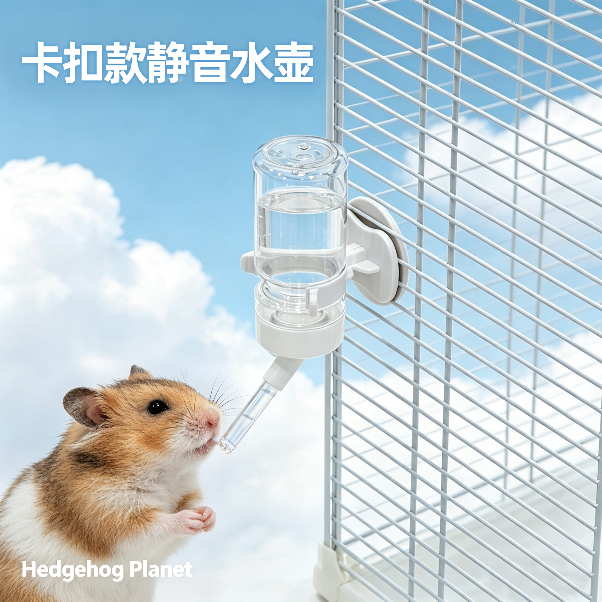 刺星球仓鼠真空玻璃嘴静音金丝熊防漏水水壶饮水器喝水支架挂笼